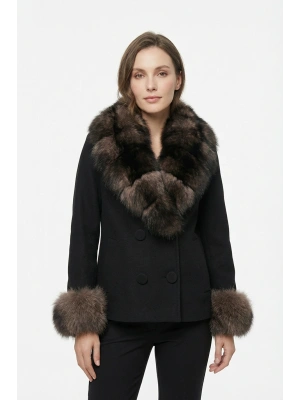 Palodya Kadın Siyah Kısa Kürklü Cashmere