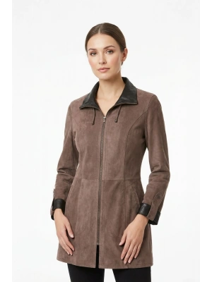 Peripoli Kadın Cino Çift Taraflı Uzun Süet Ceket