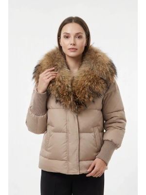 Tulnos Kadın Krem Tilki Kürkü Parka