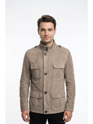 Zenimos Erkek Bej Safari Süet Ceket