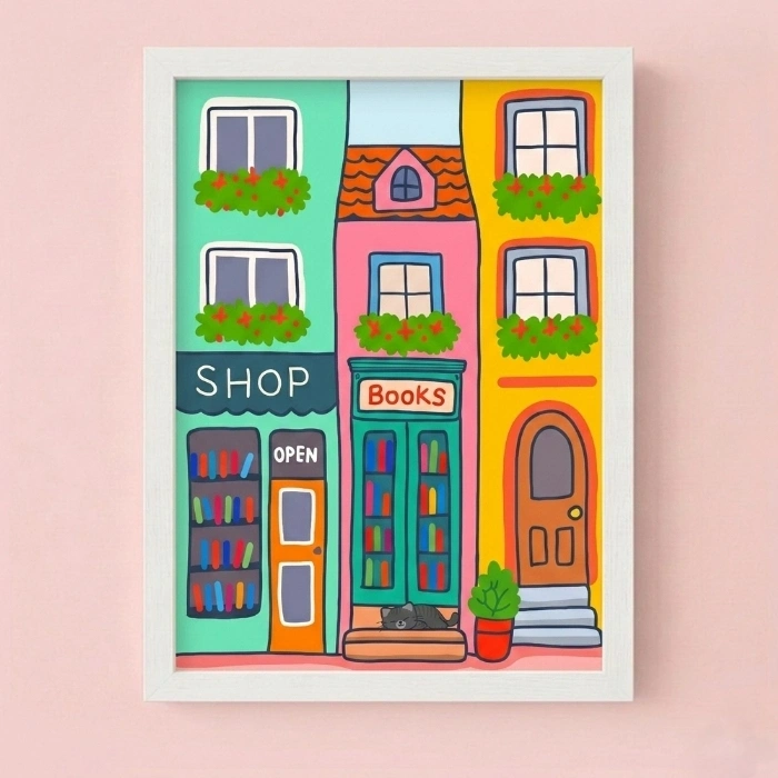Shop llüstrasyon Çerçeveli Poster