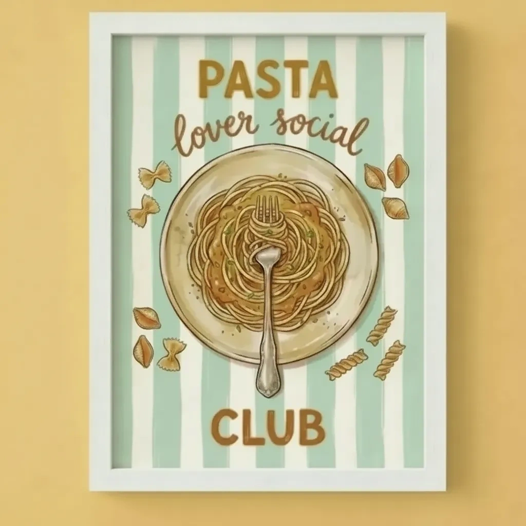 Pasta Lover illüstrasyon Çerçeveli Poster