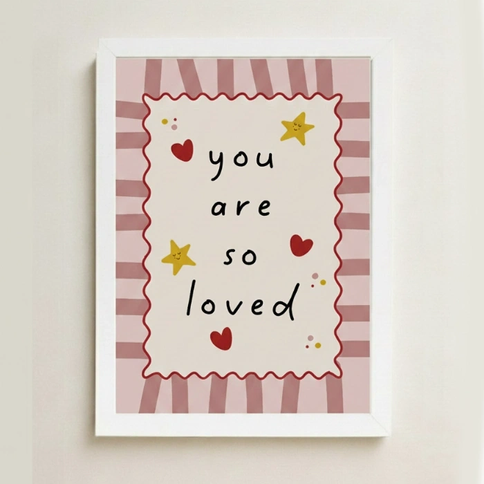 So Loved Yazılı Bebek Odası Çerçeveli Poster