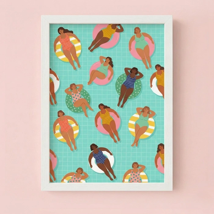 Summer illüstrasyon Çerçeveli Poster