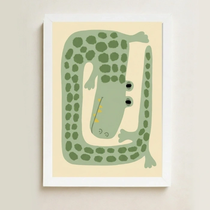 Timsah Temalı Bebek Odası Çerçeveli Poster