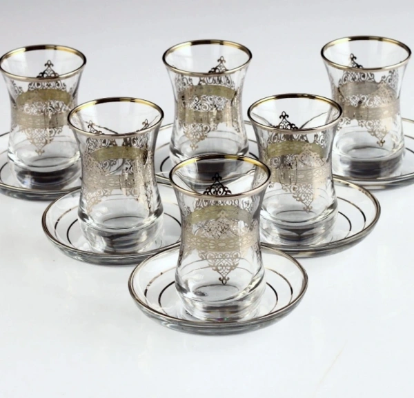 561-201 ÇAY TAKIMI BY NİDA PLATİN DEKOR 6 KİŞİLİK 12 PARÇA