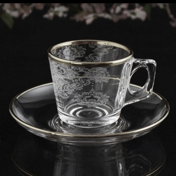 Paşabahçe Helena Platin Dekor Türk Kahvesi Fincan Seti 12 Parça 6 Kişilik 97301