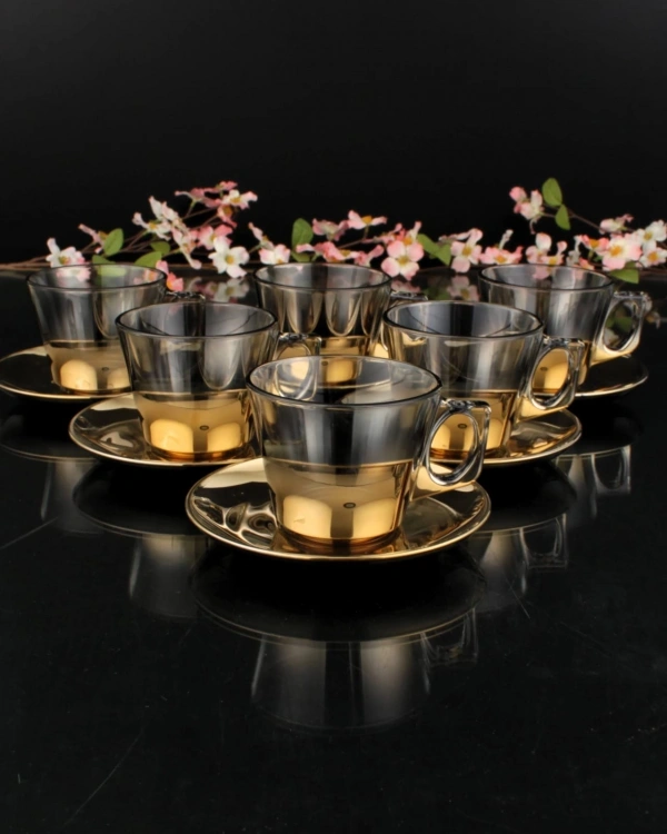 Mirror Gold Dekor 12 Parça 6 Kişilik Çay / Neskafe Fincan Seti 97302