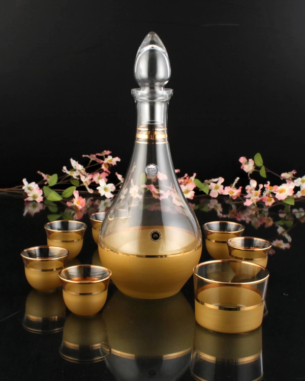 Antik Sarı Dekor Gold Zemzem Takımı 8 Parça 6 Kişilik