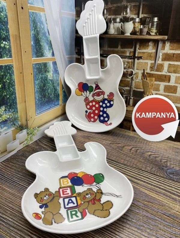 Melamin Gitar Şekilli Mama Tabağı