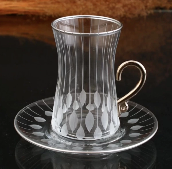 Yağmur Silver Dekor Kulplu 6 Kişilik 12 Parça Çay Seti 361-391