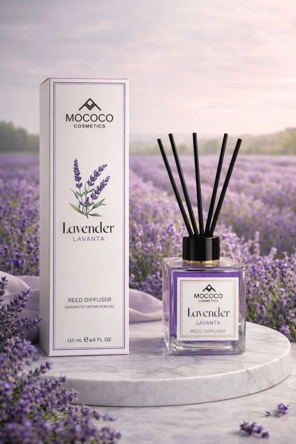 Mococo Çubuklu Dekoratif Ortam Kokusu Lavander (Lavanta) 110 ml 45 Gün Kalıcı Etki