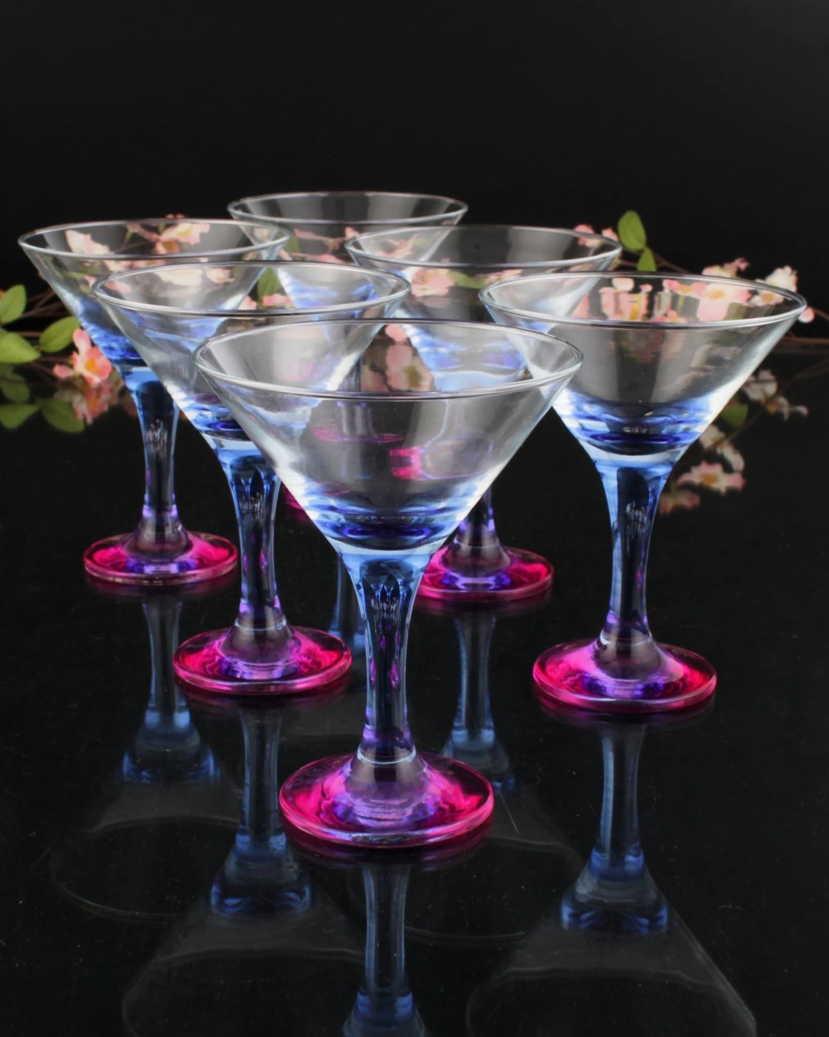 Paşabahçe Renkli Dondurmalık, Puding Sunumluk 6 Parça 6 Kişilik Mavi Pembe