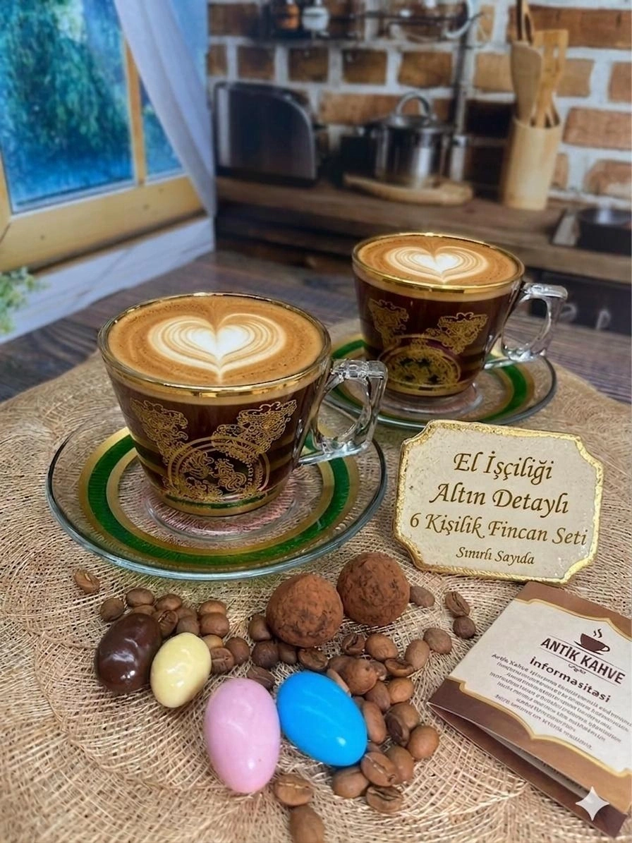 Paşabahçe Tuna Dekor Çay / Neskafe Fincan Seti 6 Kişilik 12 Parça