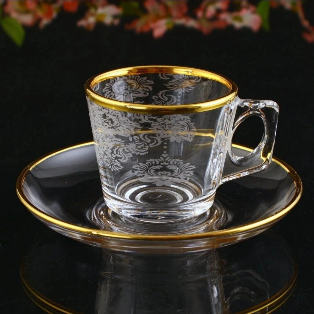 Paşabahçe Helena Gold Dekor Cam Türk Kahvesi Fincanı 4 Parça 2 Kişilik 97301