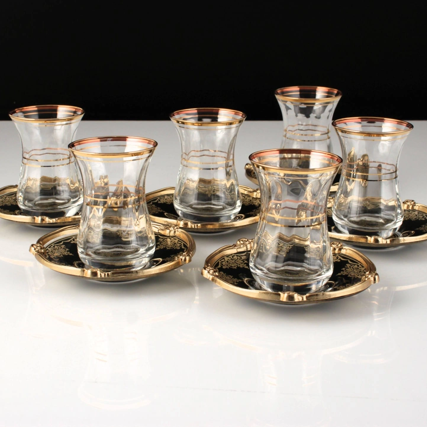 511-662 ÇAY TAKIMI SARAY GOLD-SİYAH DEKOR 6 KİŞİLİK 12 PARÇA