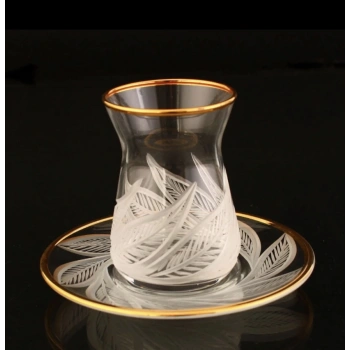 451-391 ÇAY TAKIMI HD YAPRAK ALTIN DEKOR 6 KİŞİLİK 12 PARÇA