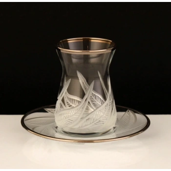 451-391 ÇAY TAKIMI HD YAPRAK PLATİN DEKOR 6 KİŞİLİK 12 PARÇA