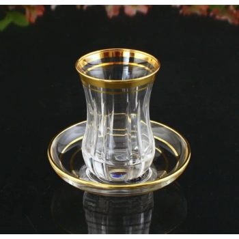 561-201 ÇAY TAKIMI LİNKA AĞIZ 8+1 ALTIN DEKOR 6 KİŞİLİK 12 PARÇA