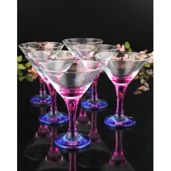 Paşabahçe Renkli Dondurmalık, Puding Sunumluk 6 Parça 6 Kişilik Pembe Mavi