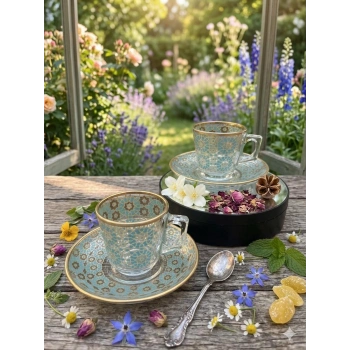 Paşabahçe Agra Gold Dekor Cam Türk Kahvesi Fincanı 4 Parça 2 Kişilik 97301