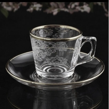 Paşabahçe Helena Platin Dekor Cam Türk Kahvesi Fincanı 4 Parça 2 Kişilik 97301