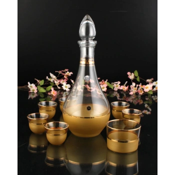 Antik Sarı Dekor Gold Zemzem Takımı 8 Parça 6 Kişilik