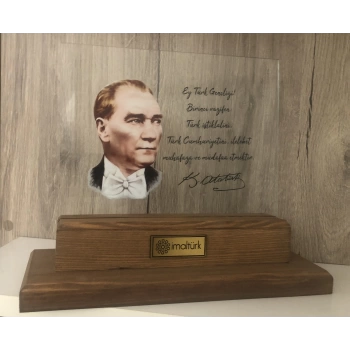 Kemal Atatürk ve Gençliğe Hitabe Dekoratif Cam Obje Ev ve Ofislere İdeal Hediye