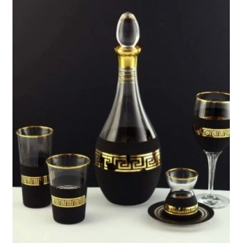 SOFRA TAKIMI ORGANİK BOYA BY ANTİK SİYAH ALTIN DEKOR 31 PARÇA 6 KİŞİLİK