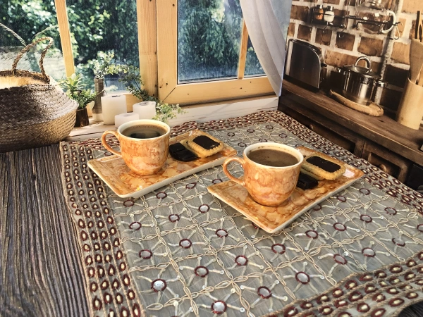 Porselen Sunumlu 2 Kişilik Türk Kahvesi Seti 4 Parça