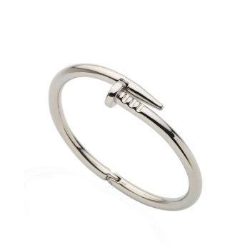 Rodyum Kaplama Cartier Model Çivi Bileklik Gümüş Renk Unisex