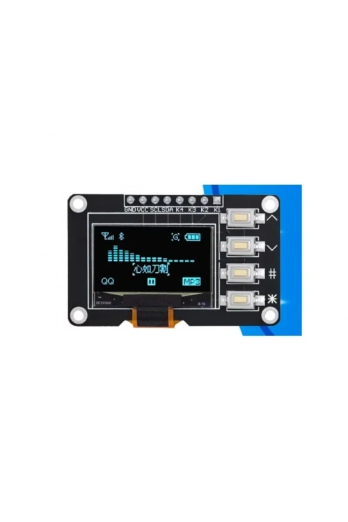 0.96 128x64 4 Pin Butonlu OLED Grafik LCD Ekran I2C SSD1315 Mavi