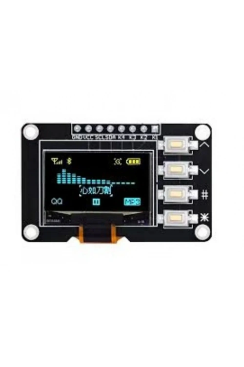 0.96 128x64 4 Pin Butonlu OLED Grafik LCD Ekran I2C SSD1315 Sarı-Mavi