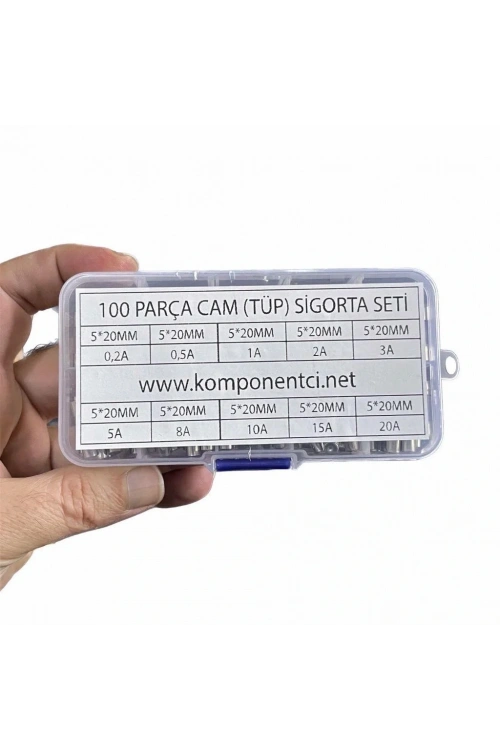 100 Parça 5x20mm Cam Sigorta Tüp Sigorta Seti Plastik Kutulu