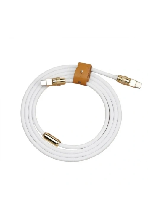 100W Beyaz Type-C Silikon Hızlı Şarj Kablosu - 2 Metre