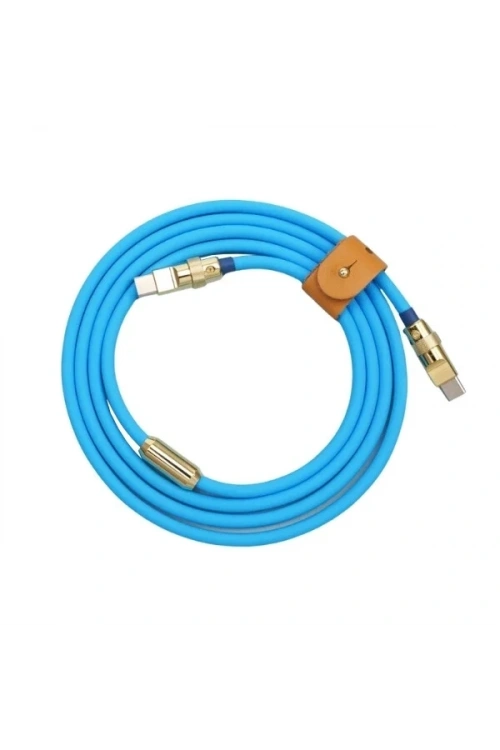 100W Mavi Type-C Silikon Hızlı Şarj Kablosu - 1 Metre
