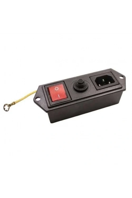 10A Akım Korumalı Kulaklı Erkek Power Soketi - Işıklı Anahtarlı