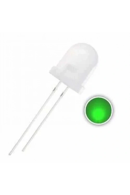 10mm Şeffaf Yeşil Led - 10 Adet