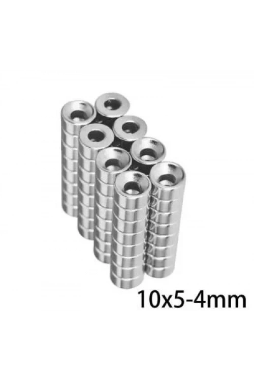 10X5-4mm Havşa Delikli Neodyum Güçlü Mıknatıs - Neodim Magnet