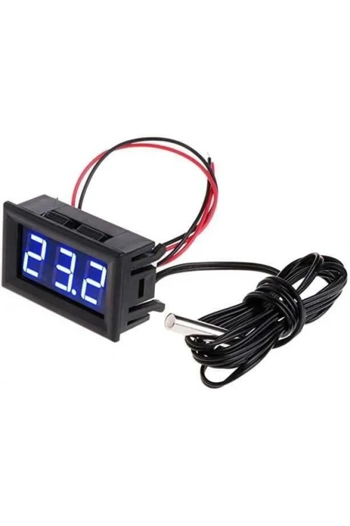 12V Termometre Su Geçirmez Sıcaklık Sensörü - Mavi