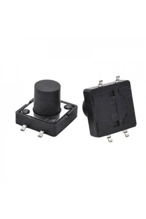 12x12x12.5mm 4 Pinli SMD Siyah Push Buton - Tact Switch