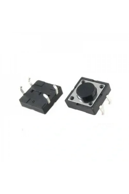 12x12x5mm 4 Pinli Siyah Push Buton - Tact Switch