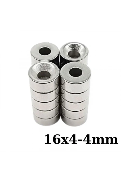 16X4-4mm Havşa Delikli Neodyum Güçlü Mıknatıs - Neodim Magnet
