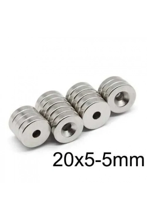 19.5X4.5-5mm Havşa Delikli Neodyum Güçlü Mıknatıs - Neodim Magnet