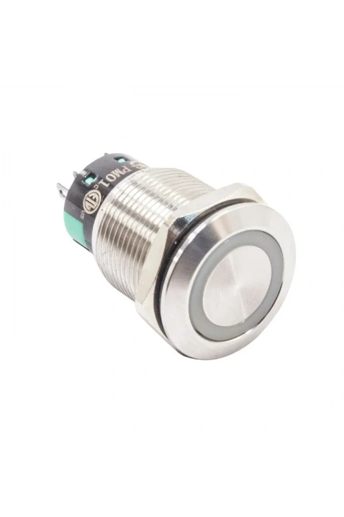 19mm Düz Anahtarlı 2NO Işıksız Metal Buton
