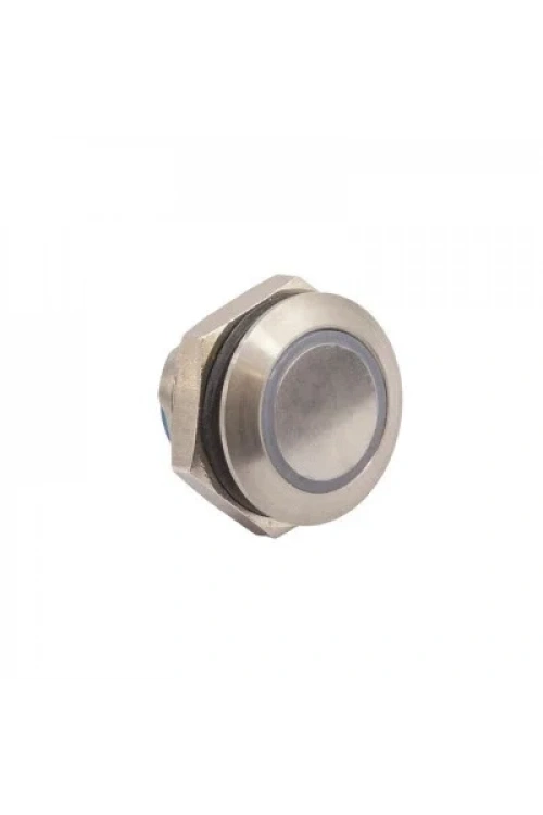 19mm Düz Mavi Işıklı Yaylı Metal Buton - AV9SLD248