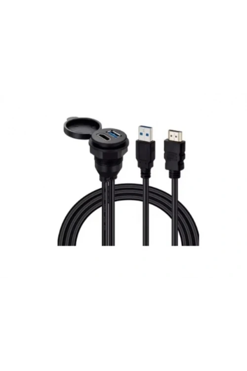 2 Bağlantılı Gömme Panel Montaj USB Uzatma Kablosu - 2 Metre