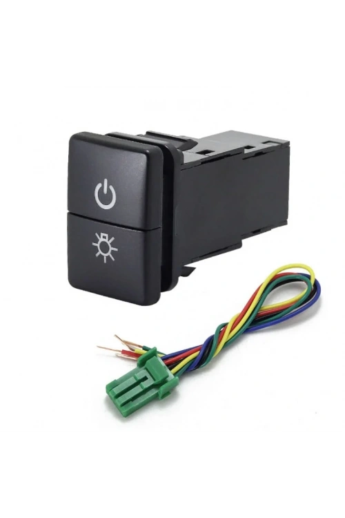 2li ON-OFF Anahtar Mavi Işıklı 5-Kablolu 12V 3A - Power + Lamba