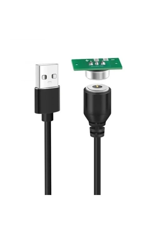 2-Pin 10mm Kablolu PCBli Pogo Pin Manyetik Konnektör Takımı - USB Soketli