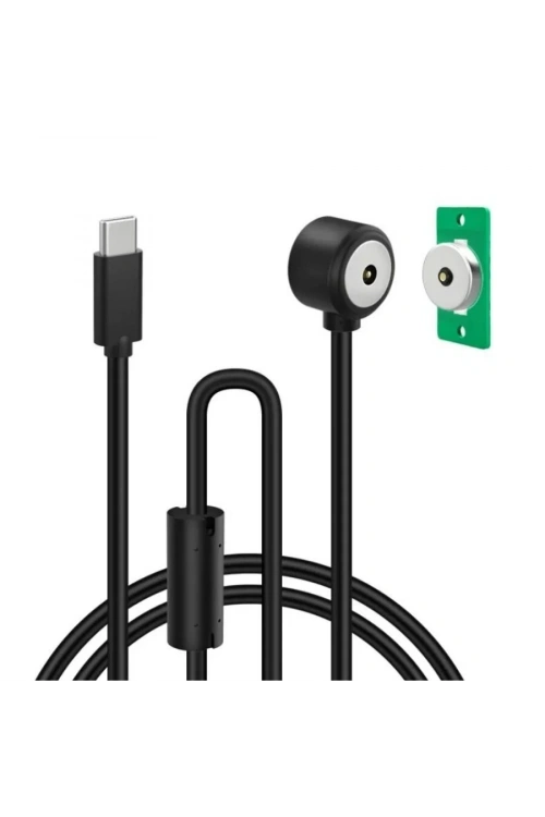 2-Pin 15mm 90C Kablolu PCBli Pogo Pin Manyetik Konnektör Takımı - Type-C Soketli